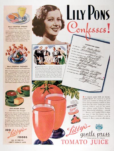 1937 Libby's Tomato Juice - Lily Pons #024230