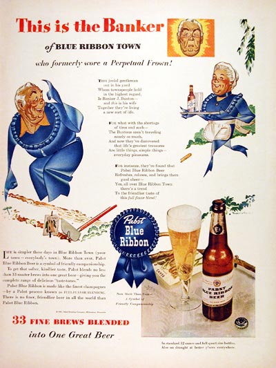 1943 Pabst Blue Ribbon Beer #007053