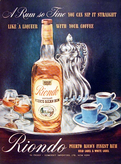 1944 Riondo Puerto Rican Rum #007423