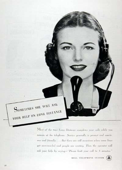 1945 Bell Telephone Operator #009641