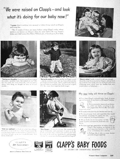 1946 Clapp's Baby Food Vintage Ad #002030