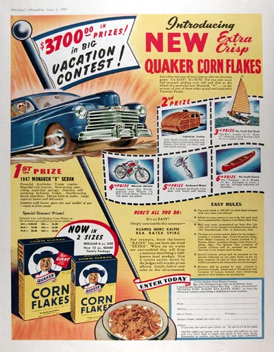 1947 Quaker Corn Flakes #010896