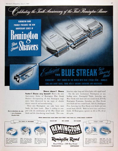 1947 Remington Blue Streak Shavers #010888