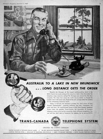 1947 Trans Canada Telephone Vintage Ad #001915
