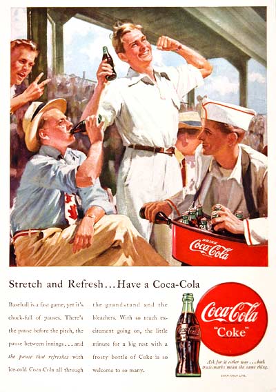 1949 Coca Cola 7th Inning Stretch Classic Ad 
