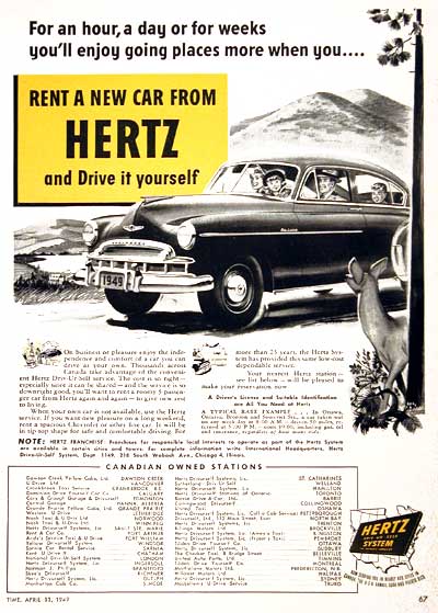 1949 Hertz Vintage Ad #001592
