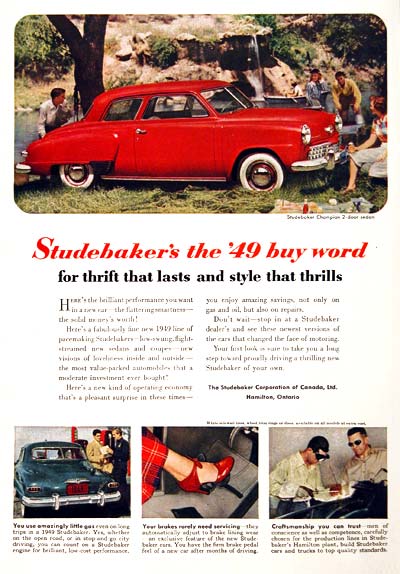 1949 Studebaker Champion Vintage Ad #001573