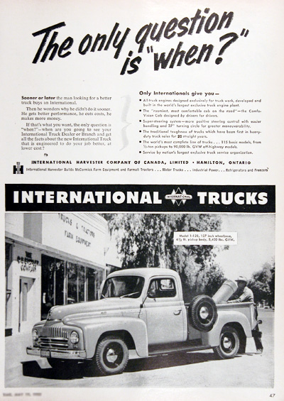 1952 International 120 Pickup Truck Vintage Ad #025308
