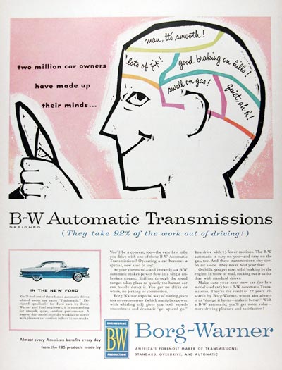 1956 Borg Warner Automatic Transmission Vintage Ad #024756