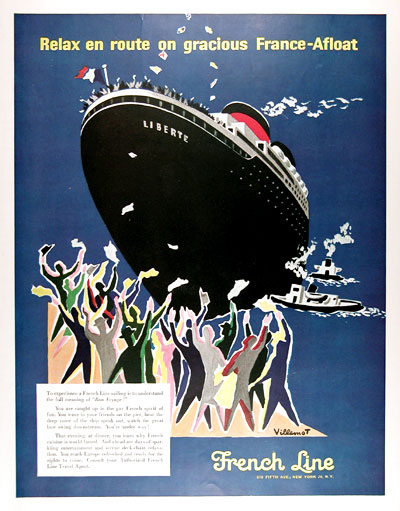 1956 French Line Cruises Liberté Vintage Ad #025221