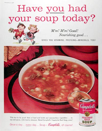 1957 Campbell's Vegetable Beef Soup #014809