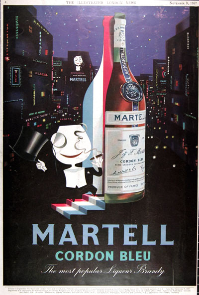 1957 Martell Cognac Brandy Vintage Ad #025223