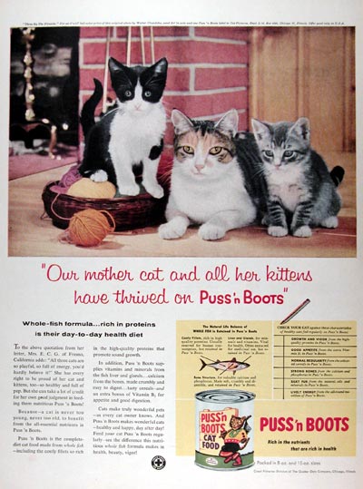 1958 Puss N Boots Cat Food #024806