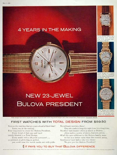 1960 Bulova President Wristwatch #004321