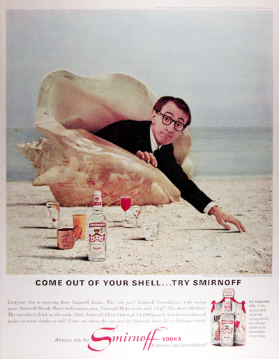 1966 Smirnoff Vodka Woody Allen Vintage Ad #025363