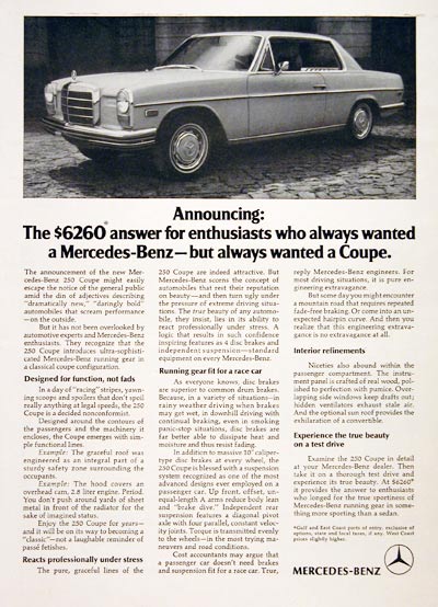 1970 Mercedes Benz 250 Coupe #004930