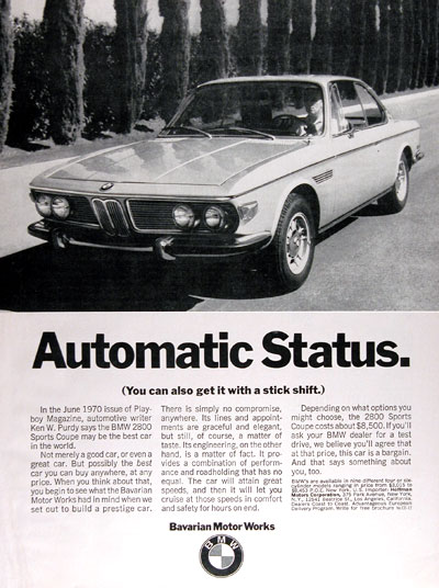 1971 BMW 2800 Sport Coupe Vintage Ad #004909