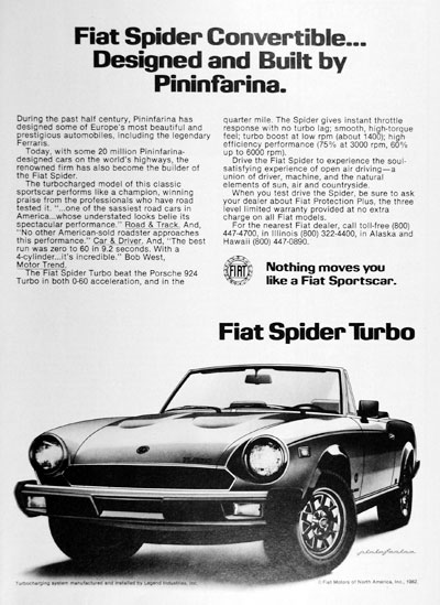 1983 Fiat Spider Turbo Vintage Ad #025287
