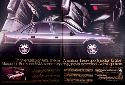 1987 Chyrsler LeBaron GTS Vintage Ad #005854
