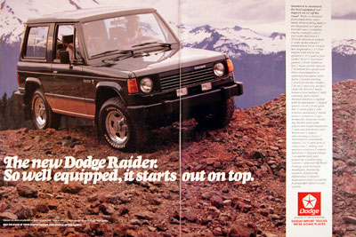 1987 Dodge Raider 4x4 Vintage Ad
