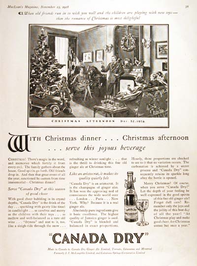 1928 Canada Dry Christmas Vintage Ad #000250