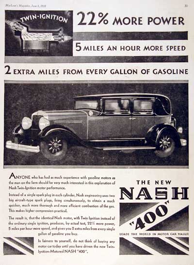 1929 Nash 400 Sedan Vintage Ad #000254