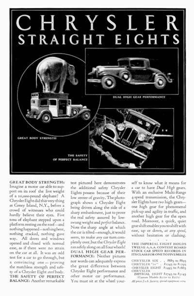 1931 Chrysler Straight Eight Vintage Ad 