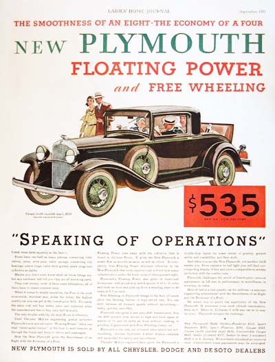 1931 Plymouth Coupe Vintage Ad #000308