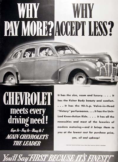 1941 Chevrolet Deluxe Sedan  Vintage Ad #000377