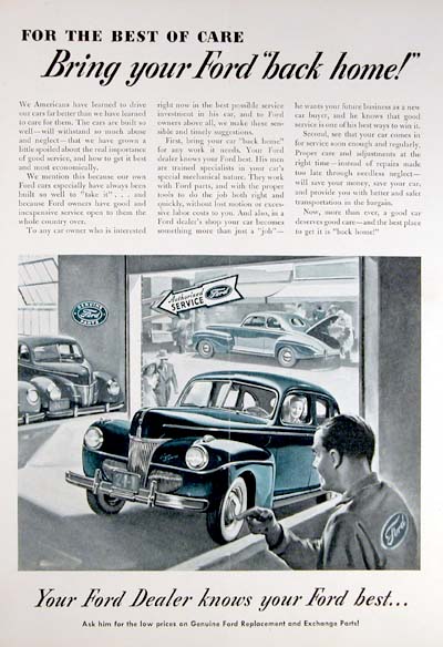 1941 Ford Dealers Vintage Ad 