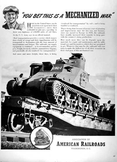 1942 American Railroad Association Vintage Ad #000391