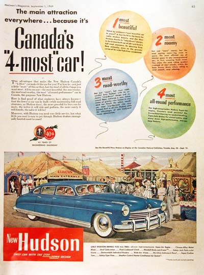 1949 Hudson Sedan Vintage Ad #000479