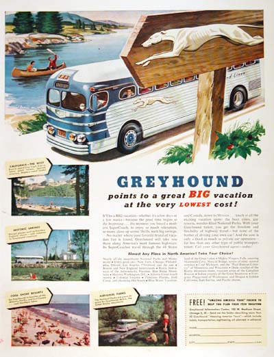 1950 Greyhound Bus Vintage Ad #000499