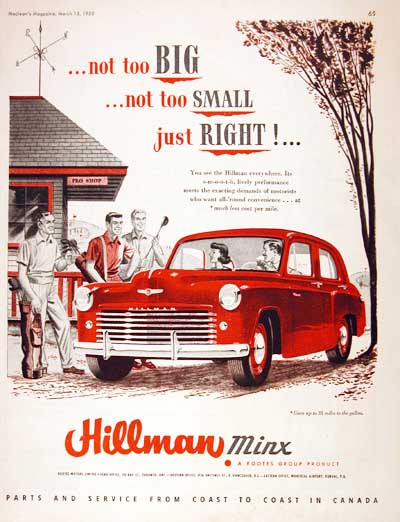 1950 Hillman Minx Vintage Ad 