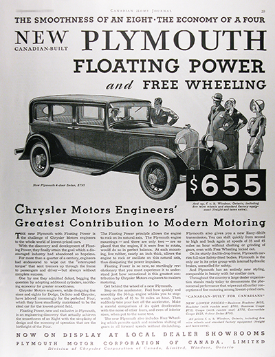 1931 Plymouth Sedan Vintage CDN Ad #025811