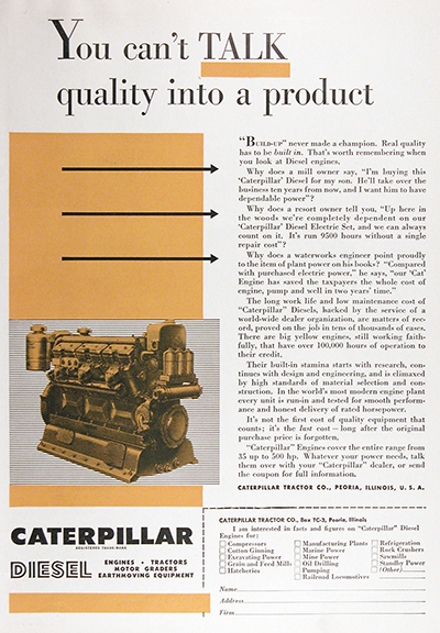 1950 Caterpillar Cummins Diesel Vintage Ad #025514