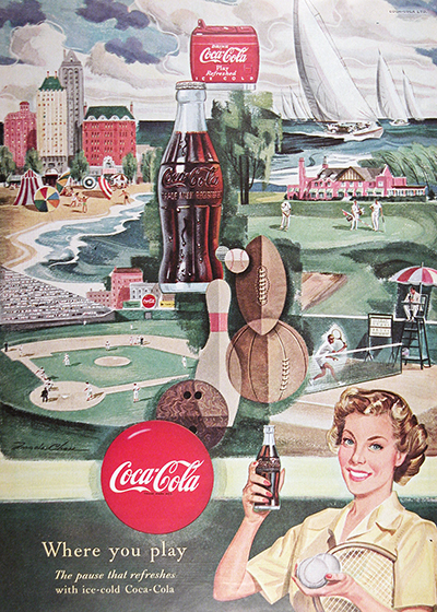 1950 Coca Cola Where You Play Vintage Ad #025511