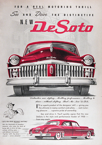 1950 DeSoto Sedan Vintage CDN Ad #025843