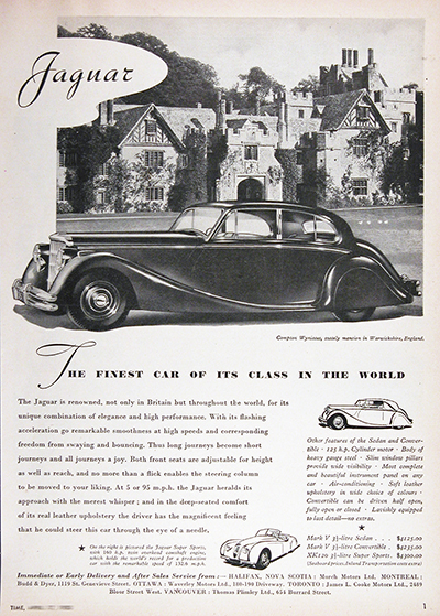 1950 Jaguar Mark V Sedan Vintage Ad #025506