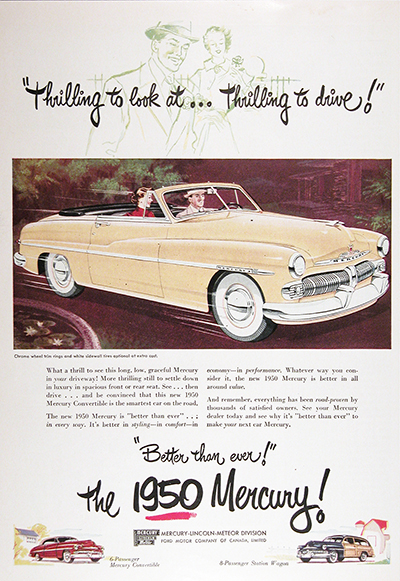 1950 Mercury Convertible Vintage Print Ad #025515