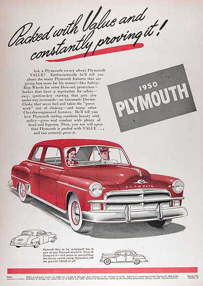 1950 Plymouth Special Deluxe CDN Vintage Ad #025824