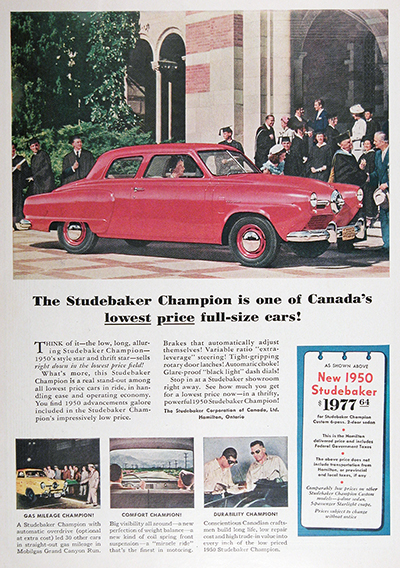 1950 Studebaker Champion Coupe Vintage Print Ad #025524