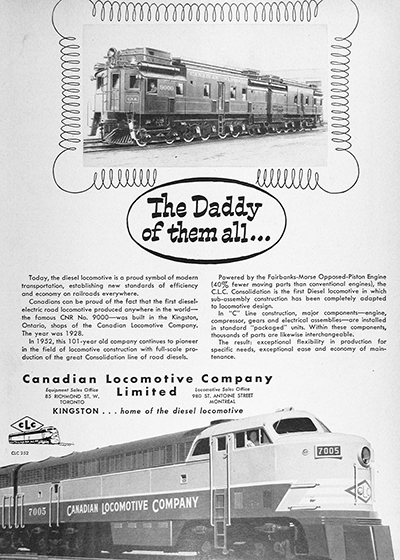 1952 Canadian Locomotive Co. Vintage Ad #025537