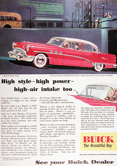 1954 Buick Century Sedan Vintage Ad #025552