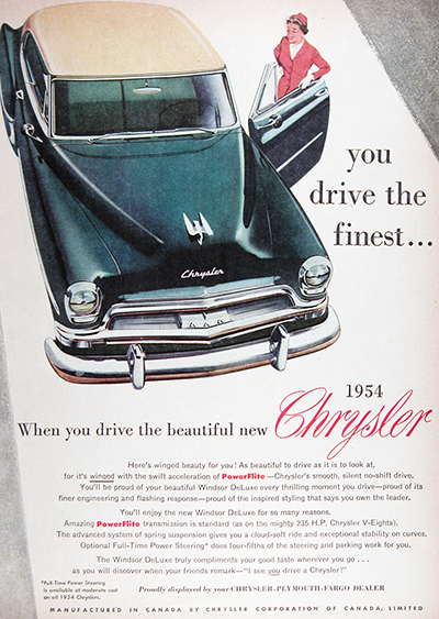 1954 Chrysler Windsor Deluxe Sedan Vintage Ad #025556