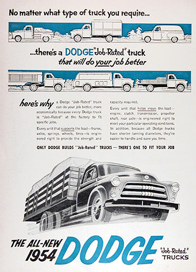1954 Dodge Job Rated Trucks Vintage Ad #025550
