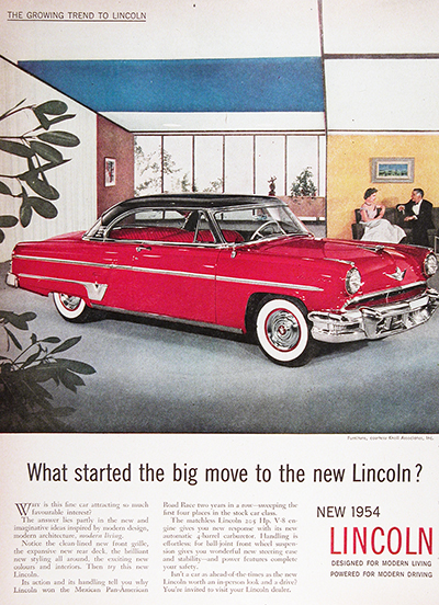 1954 Lincoln Capri Coupe Vintage Ad #025564