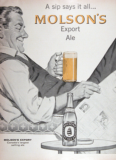 1958 Molson Ex Beer Vintage Ad 