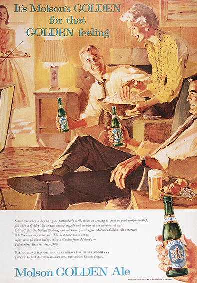 1958 Molson Golden Ale Vintage Ad #025634