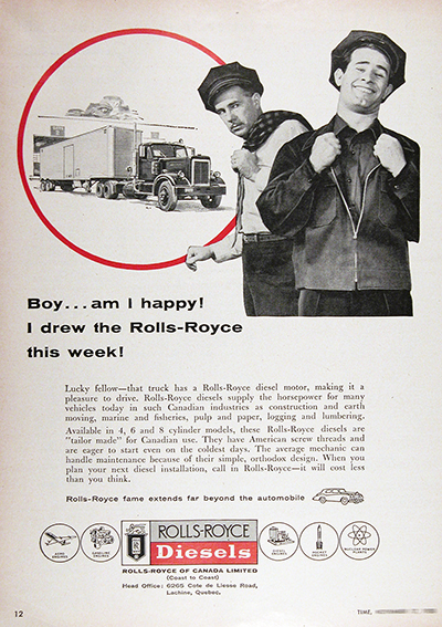 1958 Rolls Royce Truck Engine Vintage Ad